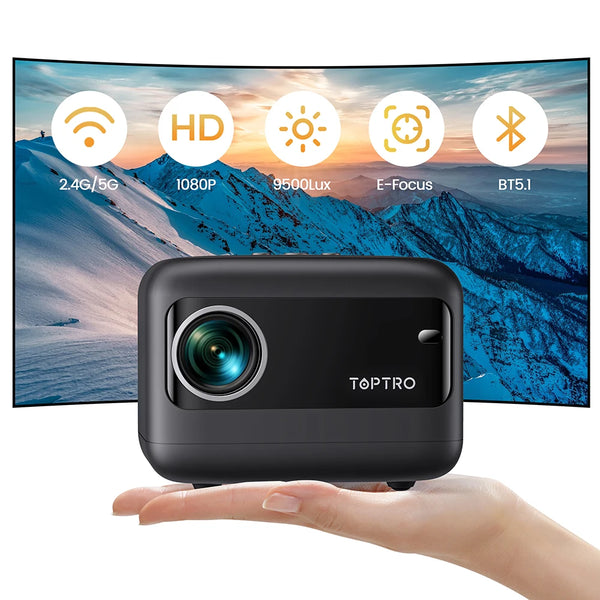 TOPTRO TR25 MINI Projector WiFi Bluetooth Projector 9500 Lumens Portable Projectors Support 1080p Video for Home Outdoor Cinema